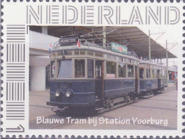 personalised stamp of The Netherlands with trains, trams, stations etc