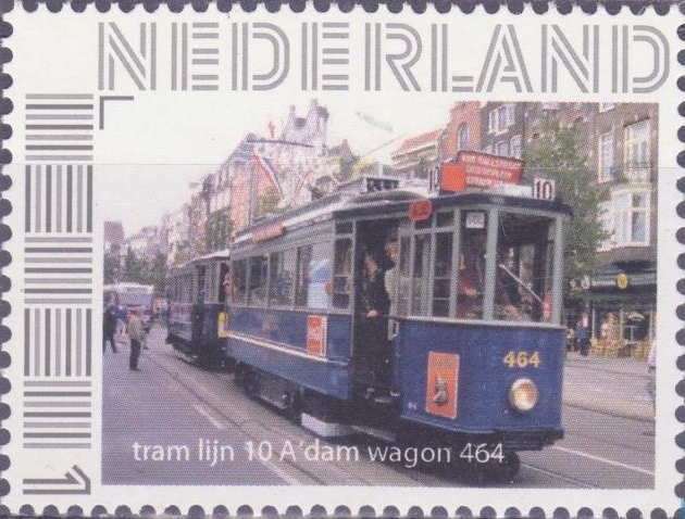 personalised stamp of The Netherlands with trains, trams, stations etc