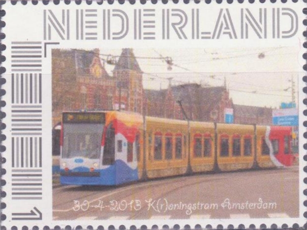 personalised stamp of The Netherlands with trains, trams, stations etc