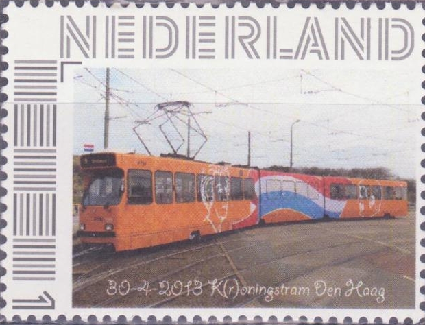 personalised stamp of The Netherlands with trains, trams, stations etc