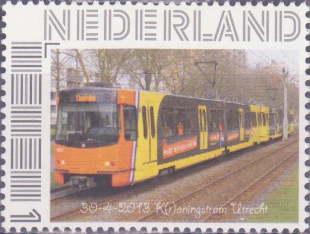 personalised stamp of The Netherlands with trains, trams, stations etc