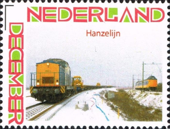 year=2011,Dutch personalized stamp of a tram at Christmas