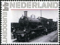 personalised stamp of The Netherlands with trains, trams, stations etc