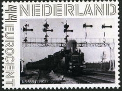 personalised stamp of The Netherlands with trains, trams, stations etc