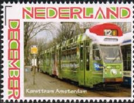 year=2011,Dutch personalized stamp of a tram at Christmas