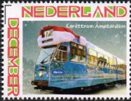 year=2011,Dutch personalized stamp of a tram at Christmas