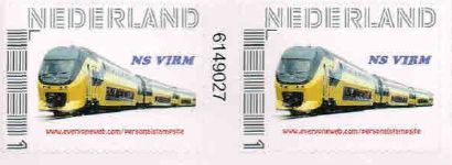 personalised stamp of The Netherlands with trains, trams, stations etc