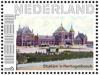 personalised stamp of The Netherlands with trains, trams, stations etc