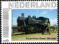 personalised stamp of The Netherlands with trains, trams, stations etc