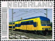 personalised stamp of The Netherlands with trains, trams, stations etc