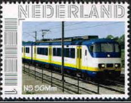 personalised stamp of The Netherlands with trains, trams, stations etc