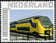 personalised stamp of The Netherlands with trains, trams, stations etc