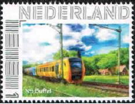 personalised stamp of The Netherlands with trains, trams, stations etc