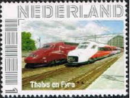 personalised stamp of The Netherlands with trains, trams, stations etc