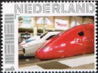 personalised stamp of The Netherlands with trains, trams, stations etc