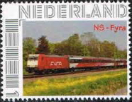 personalised stamp of The Netherlands with trains, trams, stations etc