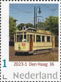 2023, NVPH:---, Dutch personalised stamp with a tram