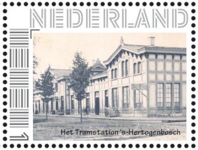 personalised stamp of The Netherlands with trains, trams, stations etc