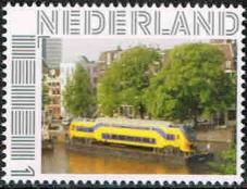 year=2015 ??, Dutch personalized stamp with canal transport of rail vehicle