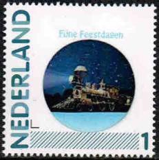 year=2011,Dutch personalized stamp of a train at Christmas